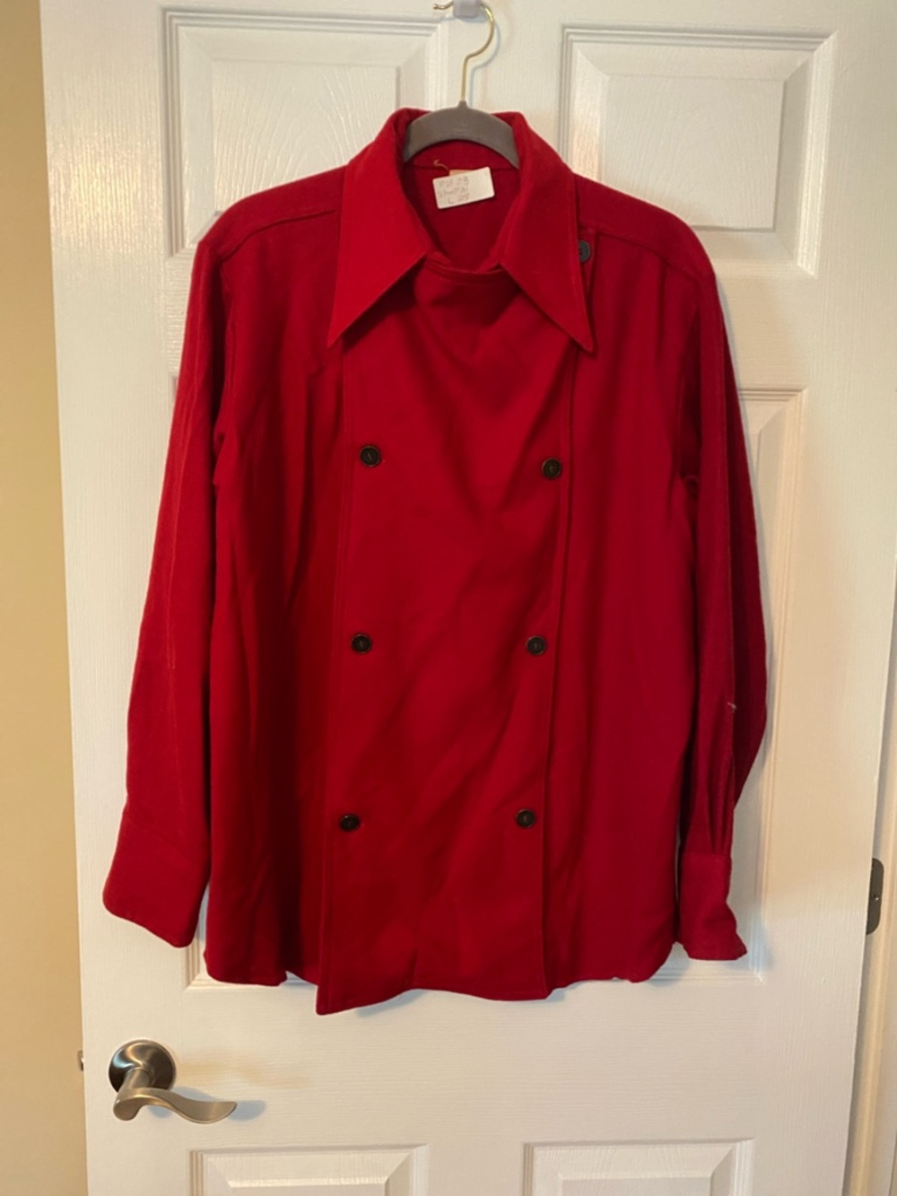 Vintage Red Wool Jacket Western Yoke Double Breasted Snap Shirt/Jacket